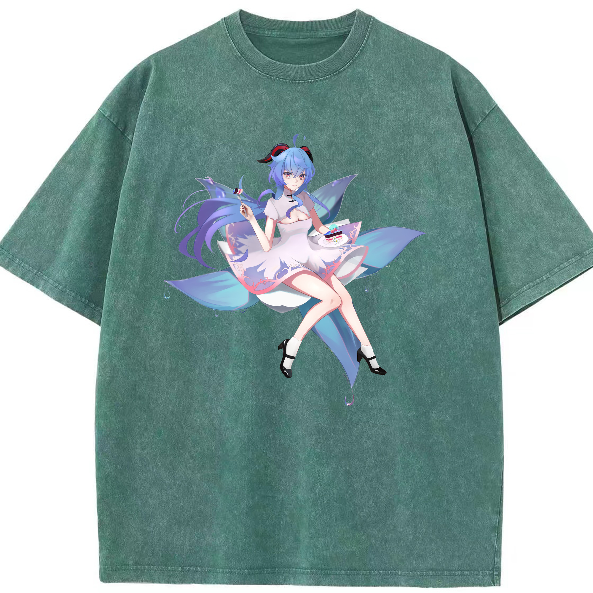げんし神 甘雨 かんう genshin Ganyu 綿100% ヴィンテージ風 半袖Tシャツ（フロントプリント）